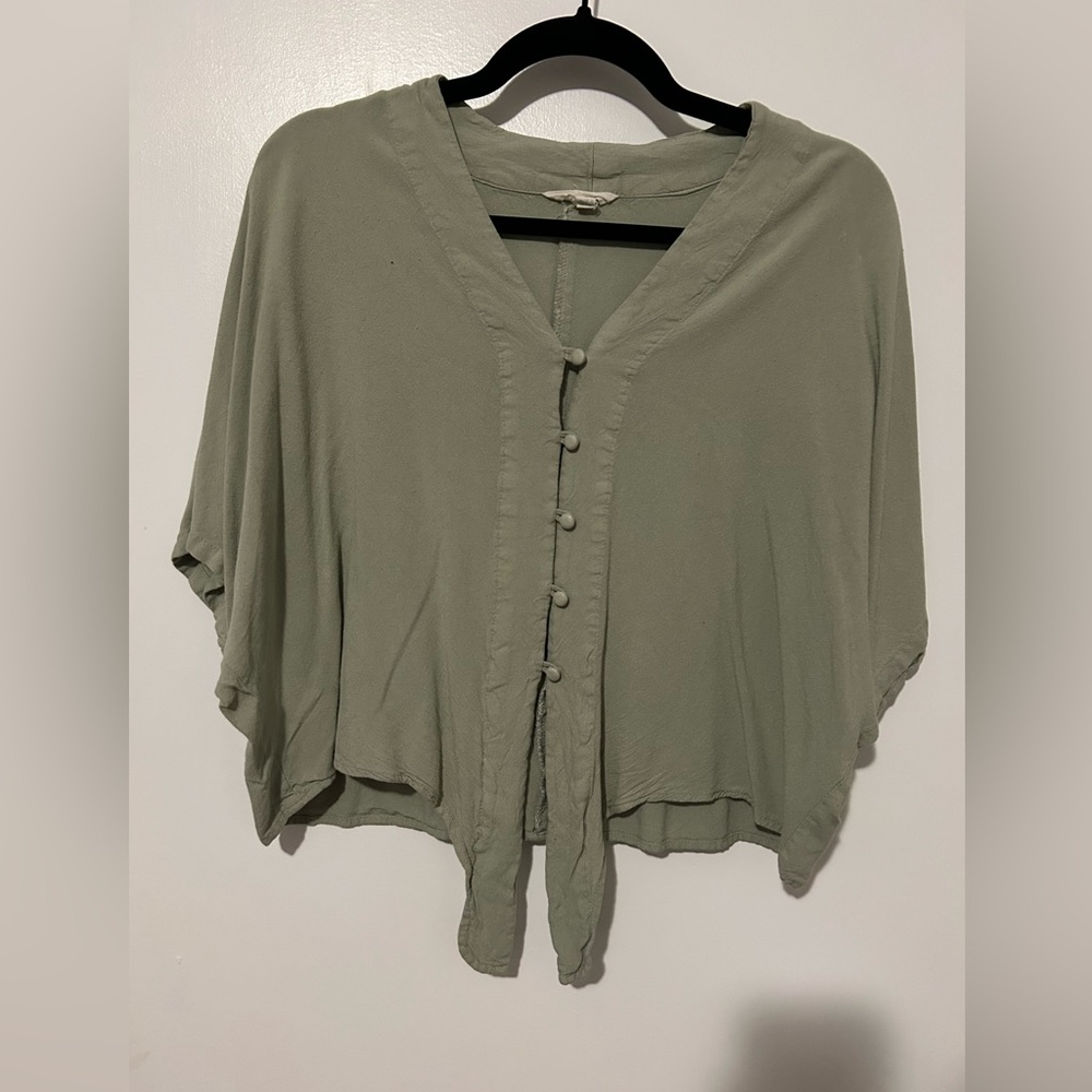 Elegant Sage Button-Front Blouse